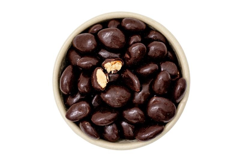 Almonds roasted in dark chocolate organic vegan