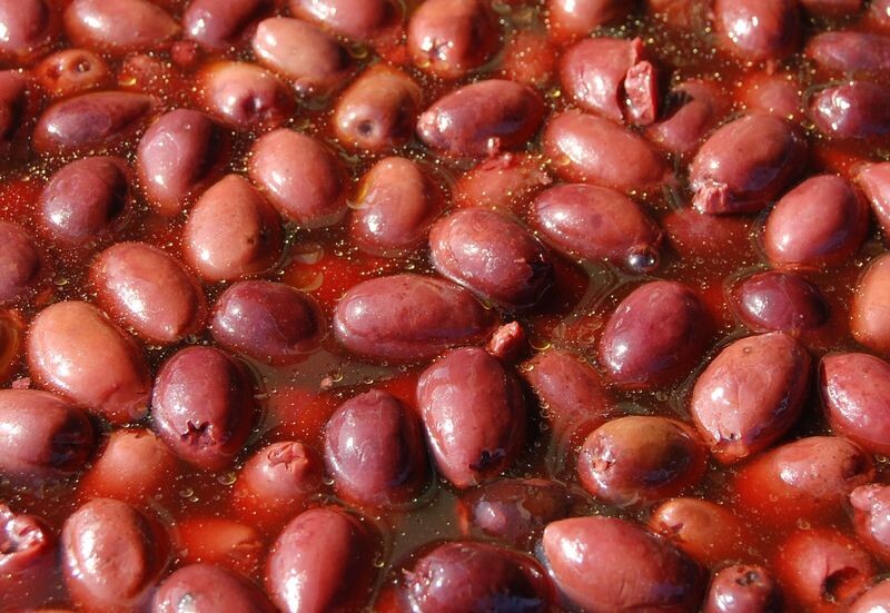 dark olives without stones in saltwater organic